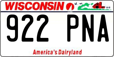 WI license plate 922PNA