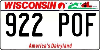 WI license plate 922POF