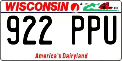 WI license plate 922PPU