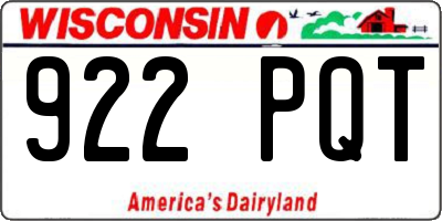 WI license plate 922PQT