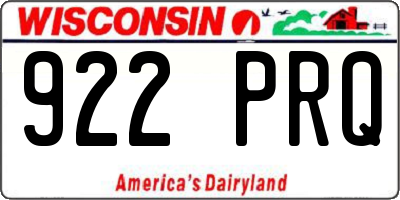 WI license plate 922PRQ