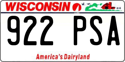 WI license plate 922PSA