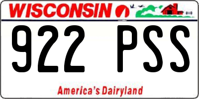WI license plate 922PSS