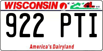 WI license plate 922PTI