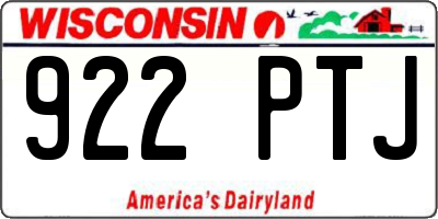 WI license plate 922PTJ