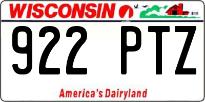 WI license plate 922PTZ