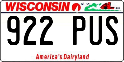 WI license plate 922PUS