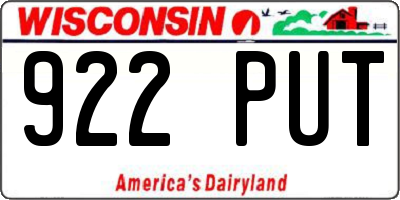 WI license plate 922PUT
