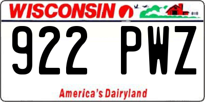 WI license plate 922PWZ