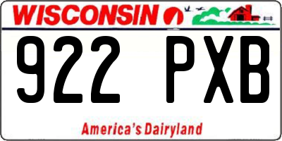 WI license plate 922PXB