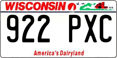 WI license plate 922PXC