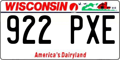 WI license plate 922PXE