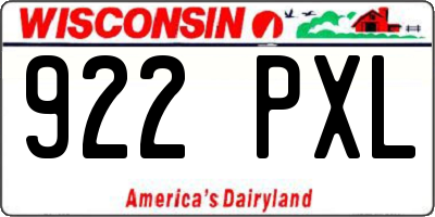 WI license plate 922PXL