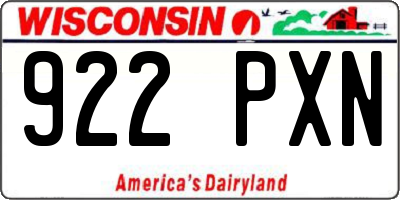 WI license plate 922PXN