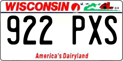 WI license plate 922PXS