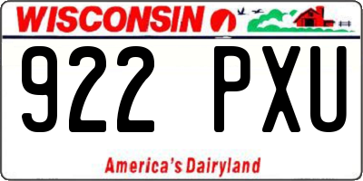 WI license plate 922PXU