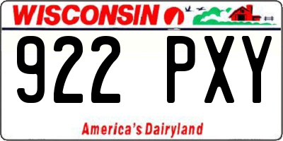 WI license plate 922PXY