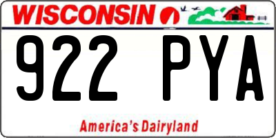 WI license plate 922PYA