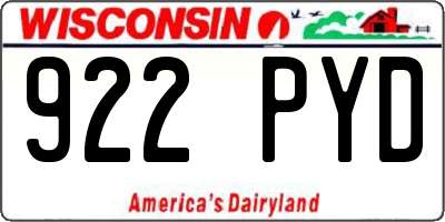 WI license plate 922PYD