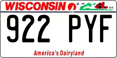 WI license plate 922PYF