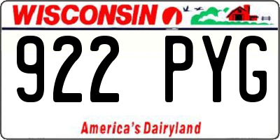 WI license plate 922PYG