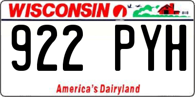 WI license plate 922PYH