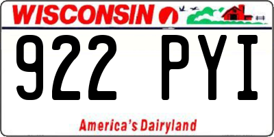 WI license plate 922PYI