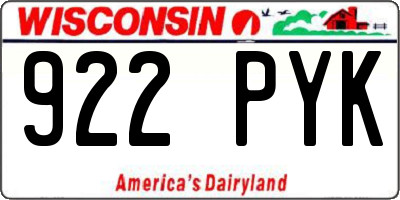 WI license plate 922PYK