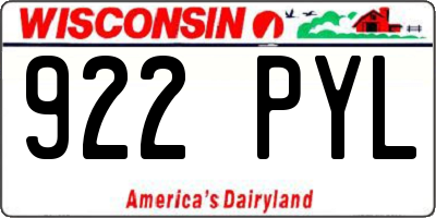 WI license plate 922PYL
