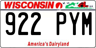 WI license plate 922PYM