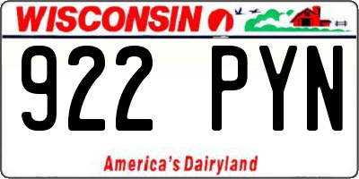 WI license plate 922PYN