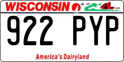 WI license plate 922PYP