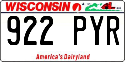 WI license plate 922PYR