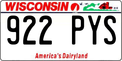 WI license plate 922PYS