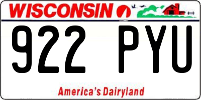 WI license plate 922PYU