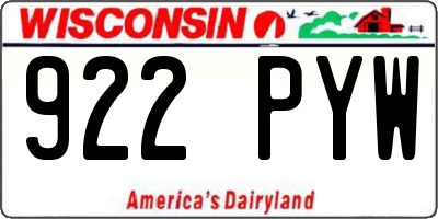 WI license plate 922PYW