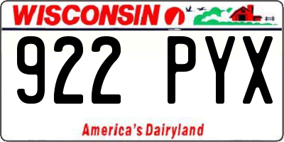 WI license plate 922PYX
