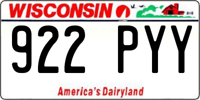 WI license plate 922PYY