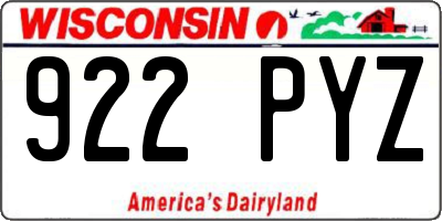 WI license plate 922PYZ