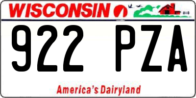 WI license plate 922PZA