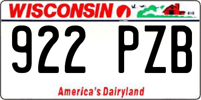WI license plate 922PZB