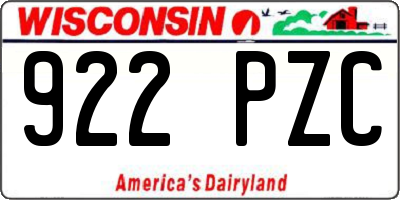 WI license plate 922PZC