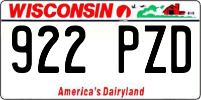 WI license plate 922PZD