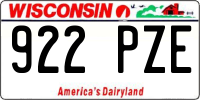WI license plate 922PZE