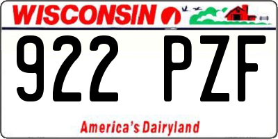 WI license plate 922PZF