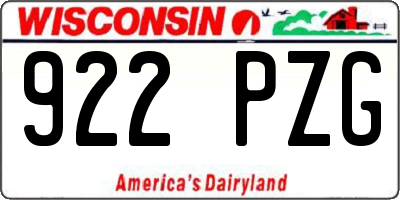 WI license plate 922PZG