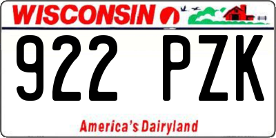 WI license plate 922PZK