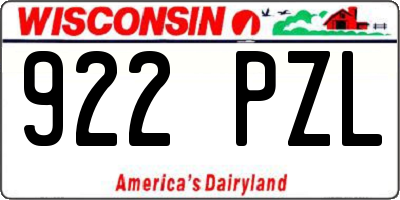 WI license plate 922PZL
