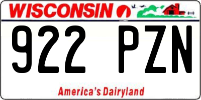 WI license plate 922PZN