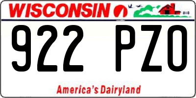 WI license plate 922PZO